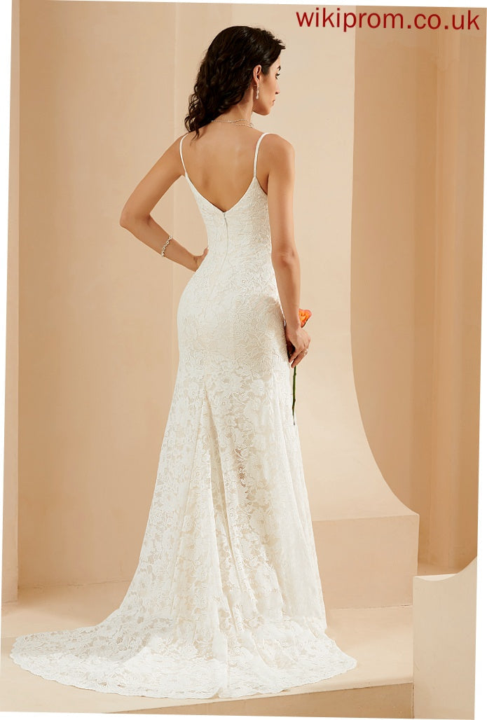 V-neck Wedding Court Lace Annabelle Trumpet/Mermaid Dress Train Wedding Dresses