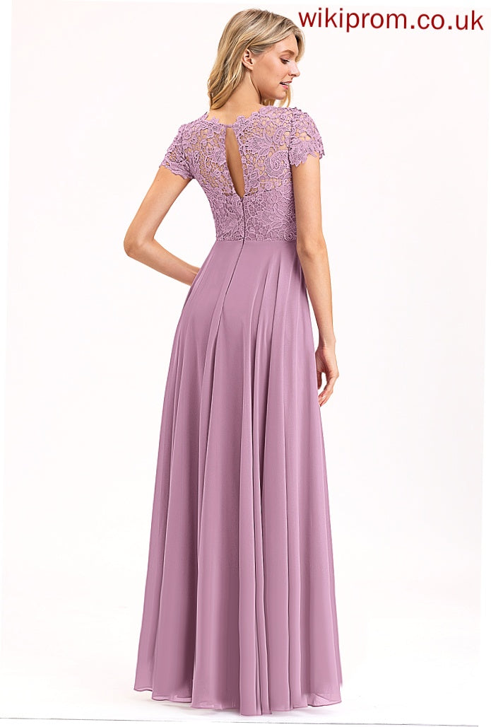 Floor-Length Prom Dresses A-Line Scoop Lace Kathryn Chiffon