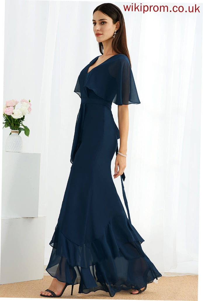 Asymmetrical Neckline Length A-Line Fabric V-neck Silhouette Straps&Sleeves Khloe Natural Waist A-Line/Princess V-Neck Bridesmaid Dresses