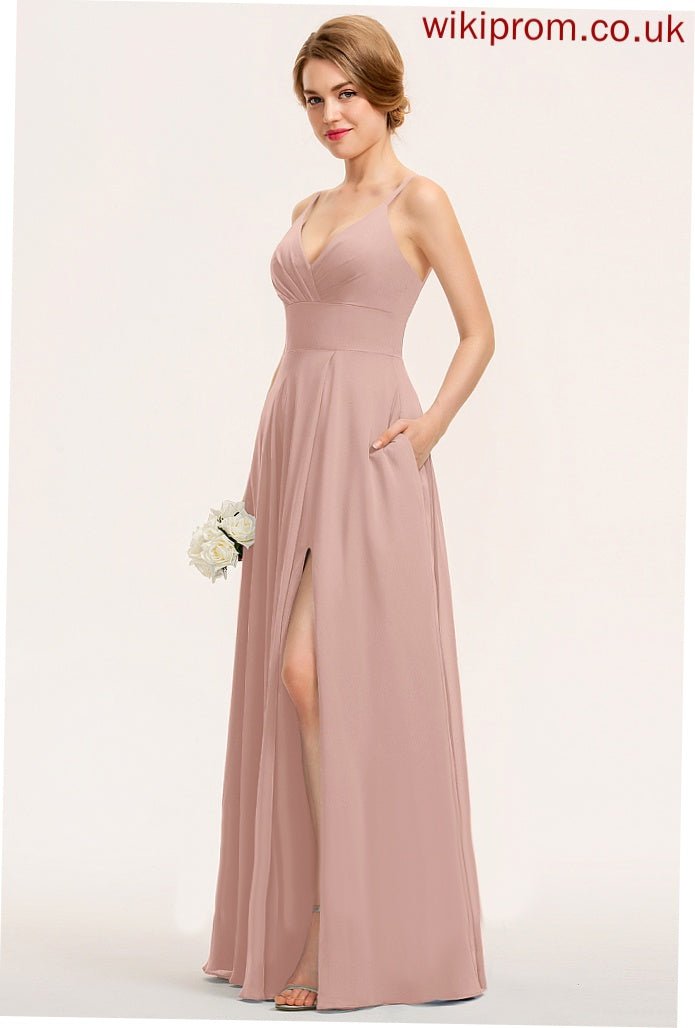 Prom Dresses Chiffon Floor-Length With A-Line V-neck Tara Ruffle