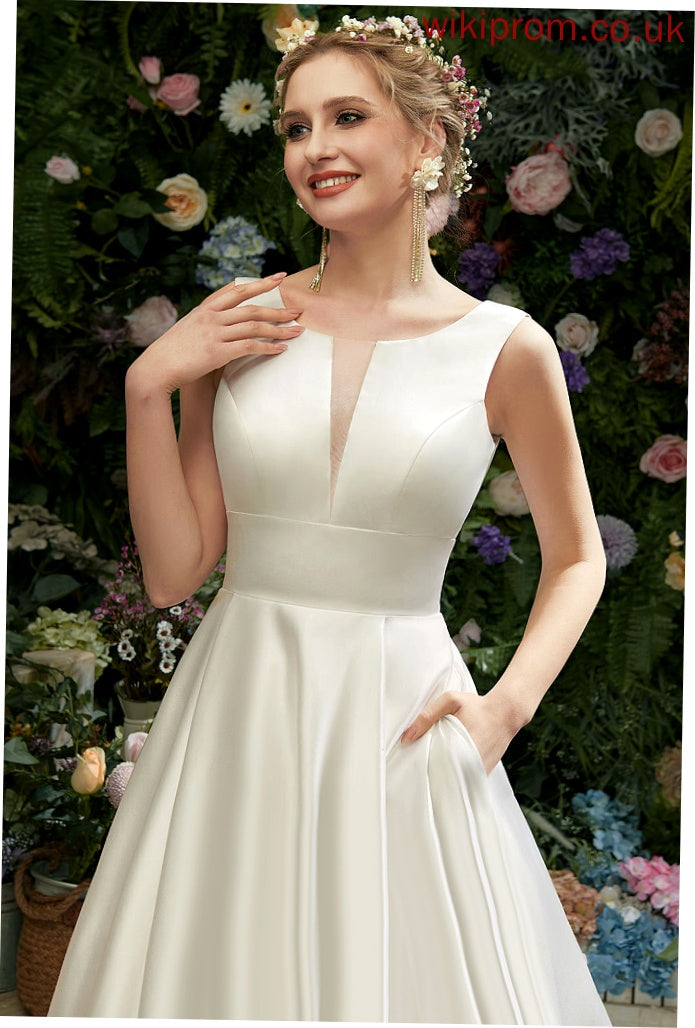 Wedding A-Line Mollie Scoop Dress Neck Wedding Dresses Satin Court Train