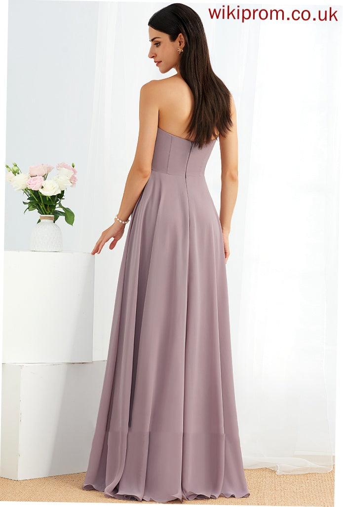 Silhouette A-Line Fabric Embellishment Neckline SplitFront Length Floor-Length Strapless Ryleigh Bridesmaid Dresses