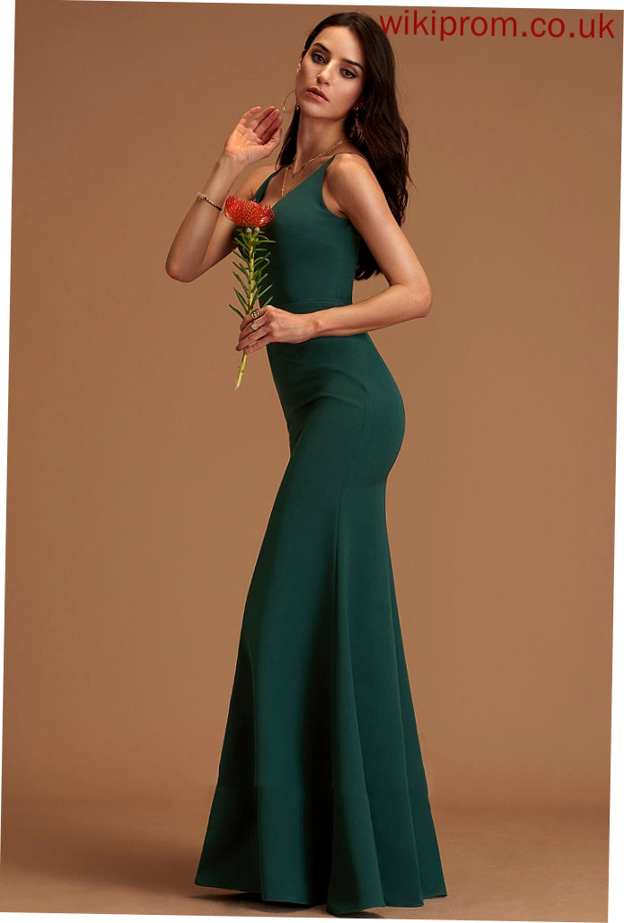 Jewel V-Neck Crepe Sheath Dresses Formal Dresses Stretch