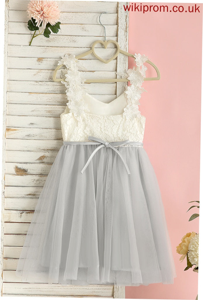 '- Flower Girl Dresses Dress Girl Flower A-Line Elvira Knee-length Tulle/Lace Sleeveless V-neck