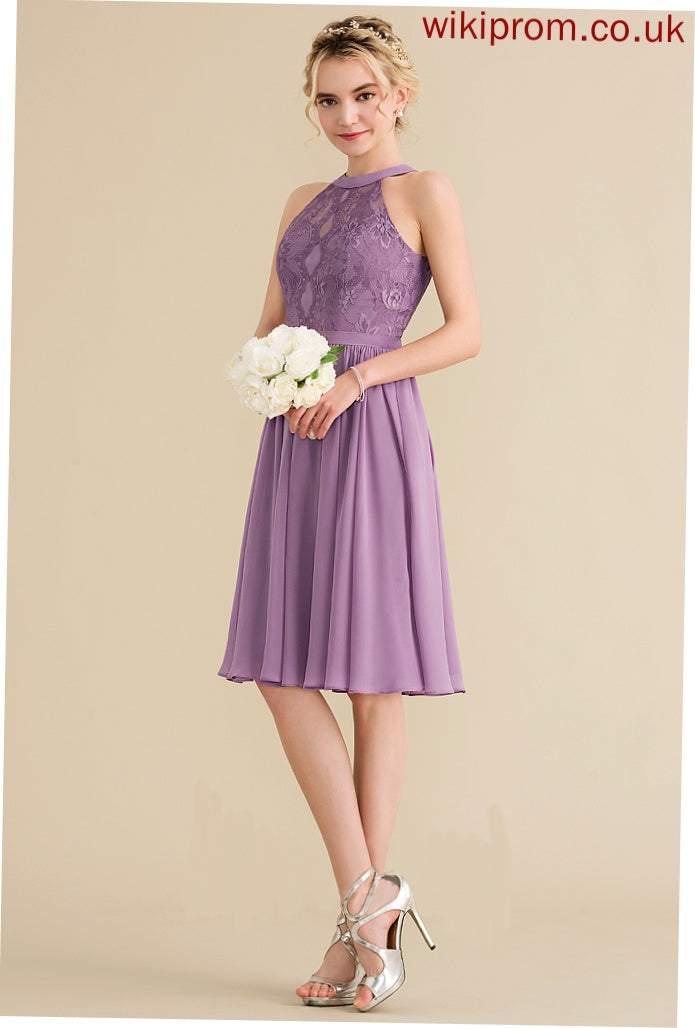 Lace Homecoming Knee-Length Mildred Chiffon Lace Dress A-Line Neck With Homecoming Dresses Scoop