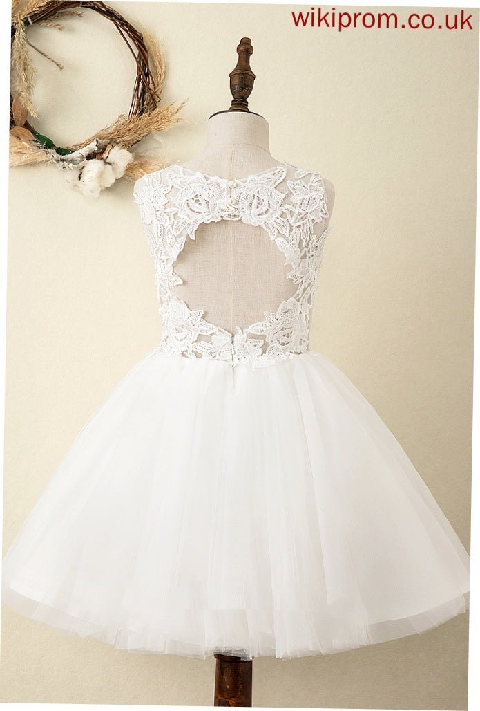 Neck - Dress Scoop Tulle/Lace Helen Sleeveless Girl A-Line Flower Girl Dresses Flower Knee-length