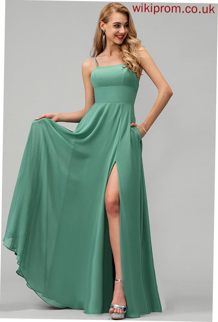 Prom Dresses Floor-Length Square A-Line Chiffon Ivy