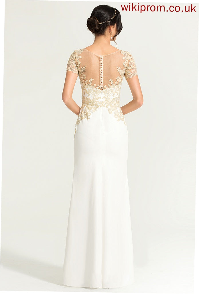 Wedding Geraldine Scoop Stretch Crepe Floor-Length Lace Sheath/Column Dress Wedding Dresses