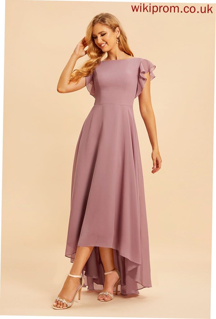 Neckline Fabric Asymmetrical Embellishment ScoopNeck A-Line Ruffle Silhouette Length Kelly Halter High Low Bridesmaid Dresses