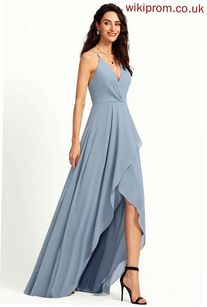 Chiffon A-Line Rosalind Prom Dresses V-neck Asymmetrical