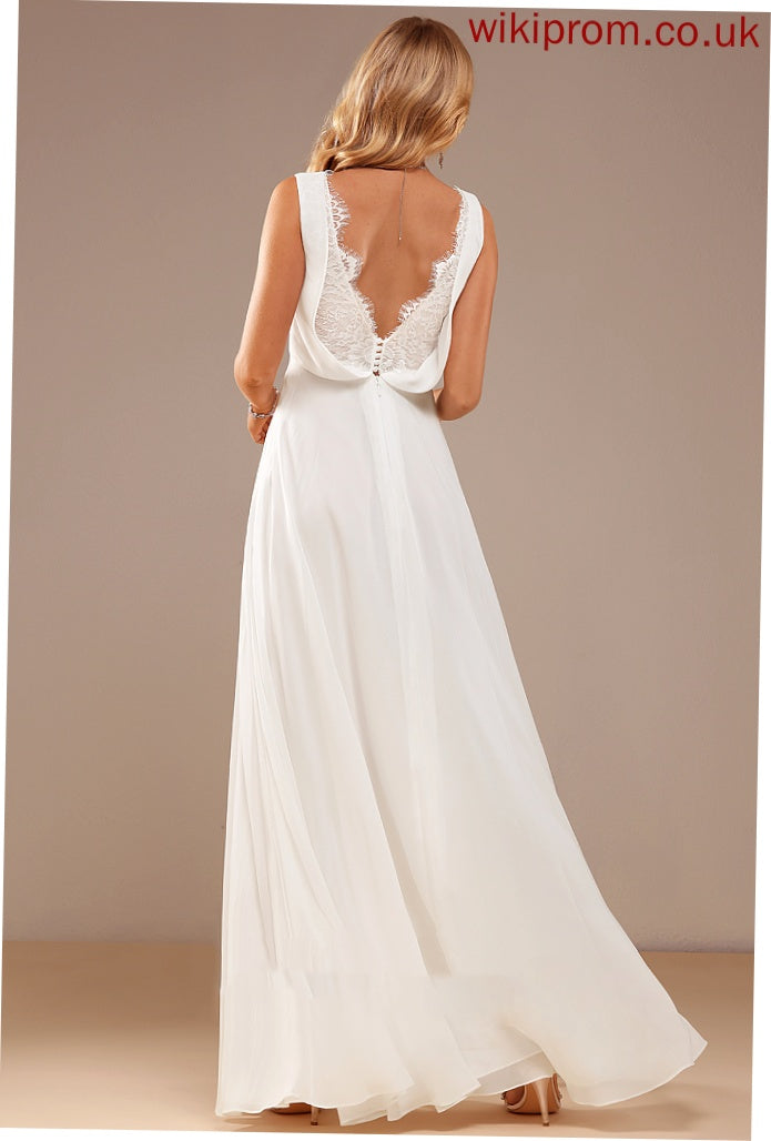 Dress Wedding Wedding Dresses A-Line Chiffon With V-neck Floor-Length Gracelyn Lace