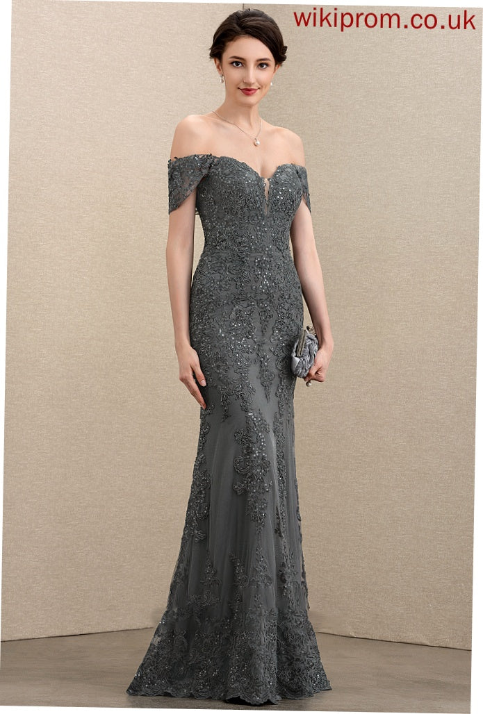 Mother of the Bride Dresses Bride Off-the-Shoulder With of the Kaitlin Tulle Trumpet/Mermaid Lace Dress Mother Sequins Floor-Length