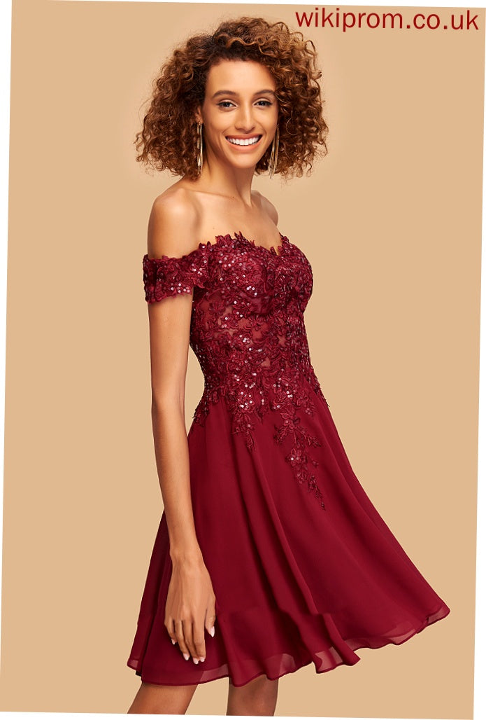 Dress A-Line Sequins Chiffon Short/Mini Off-the-Shoulder Homecoming Karla Homecoming Dresses Lace With