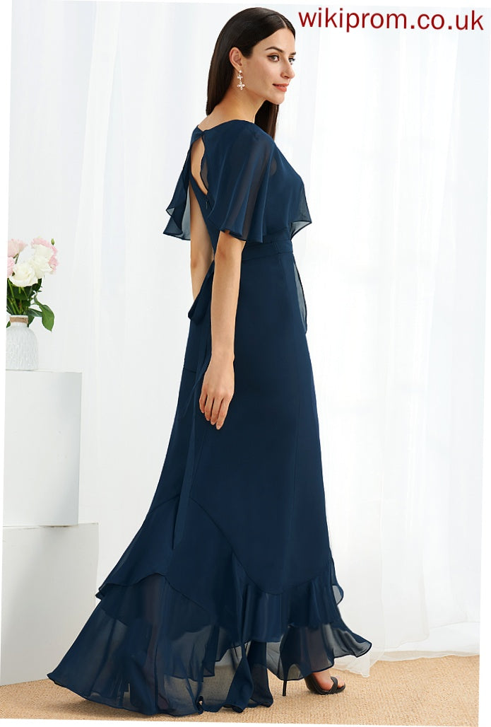 Embellishment SplitFront A-Line Fabric Length Asymmetrical V-neck Silhouette Neckline Braelyn Bridesmaid Dresses