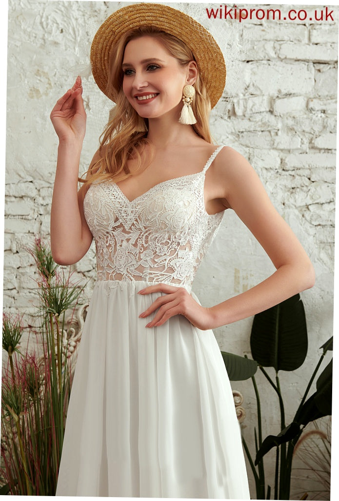 V-neck Dress Floor-Length A-Line Chiffon With Beading Wedding Dresses Wedding Lace Sierra