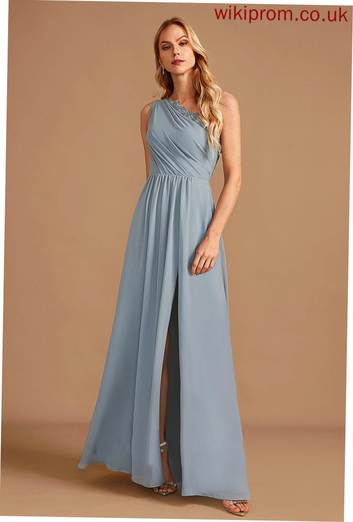 Neckline Floor-Length Silhouette A-Line Lace Length Fabric One-Shoulder Sequins Embellishment Cheyenne Bridesmaid Dresses