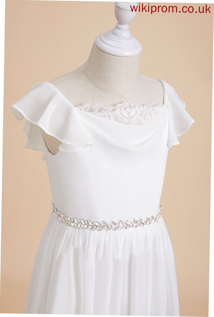 Dress Madison Flower Girl Dresses A-Line Sleeves Chiffon/Lace Short Flower Scoop Ankle-length With Beading Girl - Neck