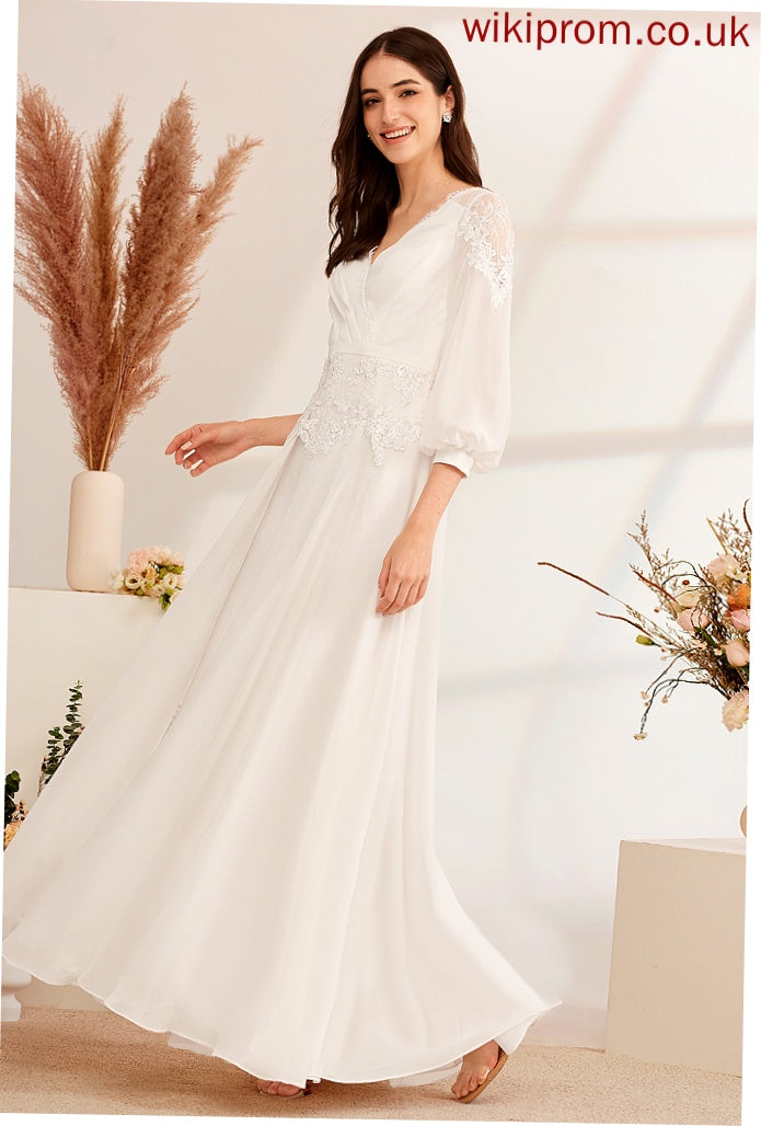 With Lace A-Line V-neck Wedding Dresses Dress Camila Wedding Chiffon Floor-Length