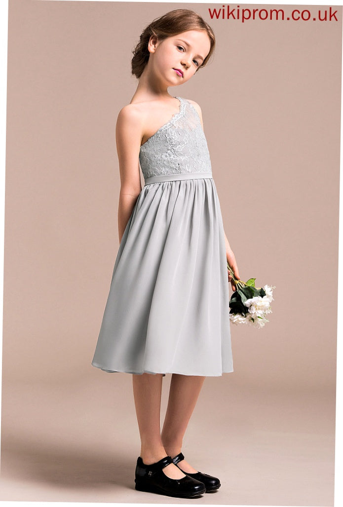 Knee-Length Chiffon Junior Bridesmaid Dresses One-Shoulder A-Line Miley Lace