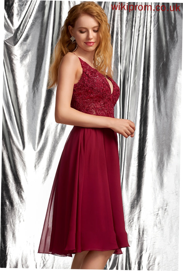 Homecoming Chiffon A-Line Homecoming Dresses Tessa Dress V-neck Knee-Length