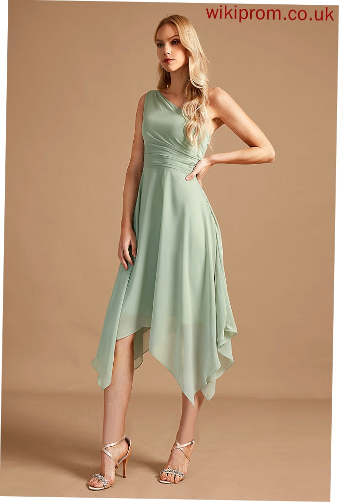 Neckline One-Shoulder A-Line Asymmetrical Embellishment Silhouette Length Fabric Ruffle Corinne Bridesmaid Dresses