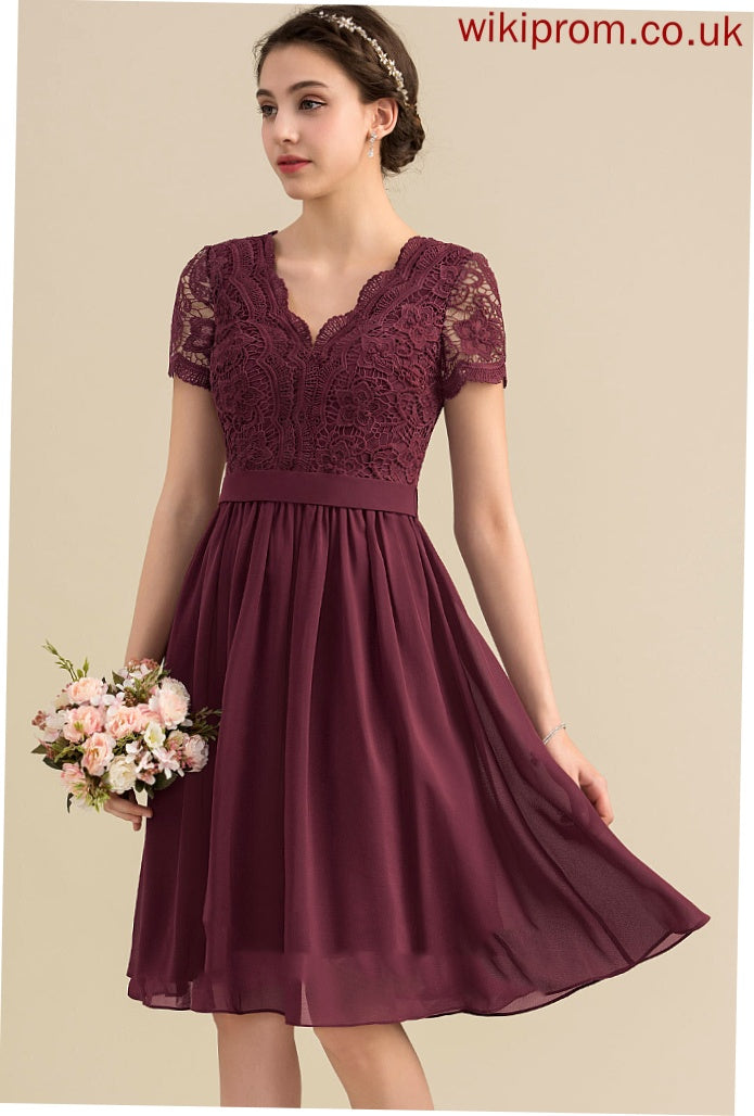 Dress Lace Chiffon Homecoming Alaina Knee-Length Homecoming Dresses V-neck Lace A-Line With