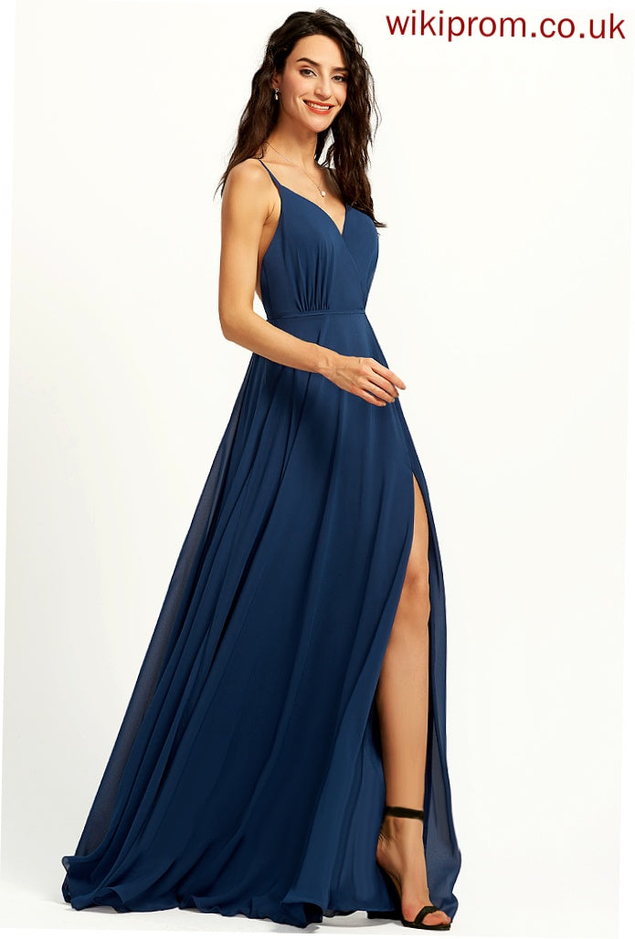 Chloe A-Line V-neck Prom Dresses Chiffon Floor-Length