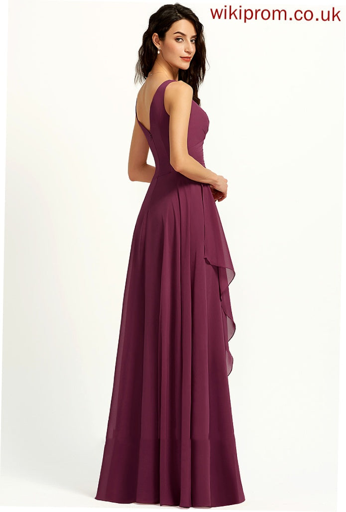 V-neck A-Line Neckline Floor-Length Length Fabric SplitFront Silhouette Embellishment Cara Floor Length Natural Waist Bridesmaid Dresses