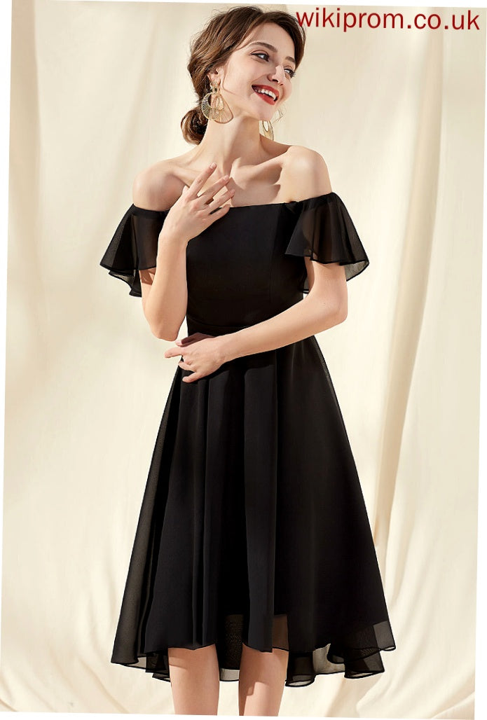 Dress Lilianna Asymmetrical With Cocktail Chiffon Cocktail Dresses Off-the-Shoulder Cascading Ruffles A-Line