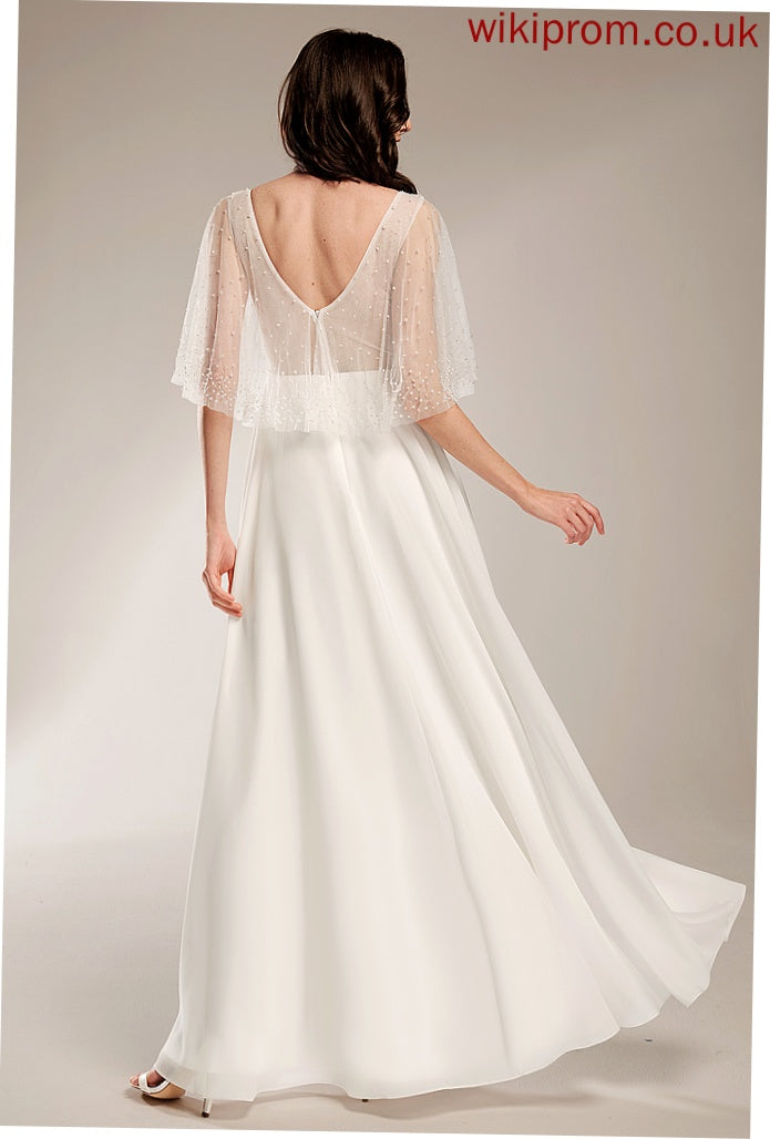 Floor-Length Wedding Dresses Wedding Dress With Madelynn Chiffon Beading A-Line V-neck