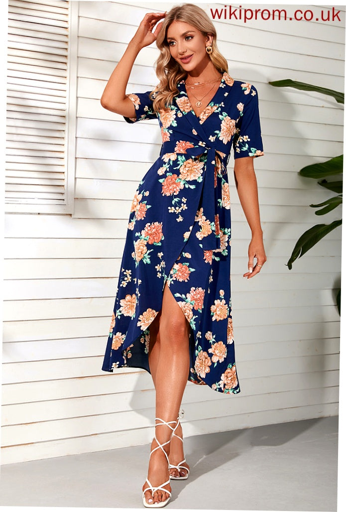 Chiffon V-Neck Dresses 1/2 Chana Sheath Vacation Club Dresses Midi Sleeves