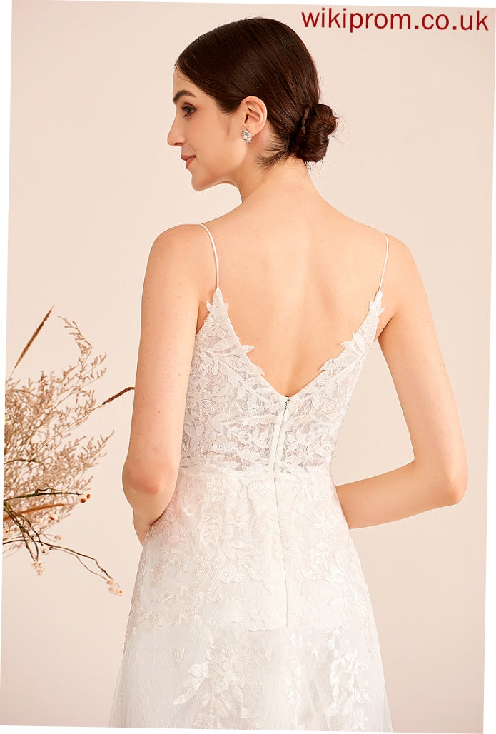 Lace Sequins Wedding Dresses V-neck Court Tulle Wedding Train With A-Line Dulce Dress