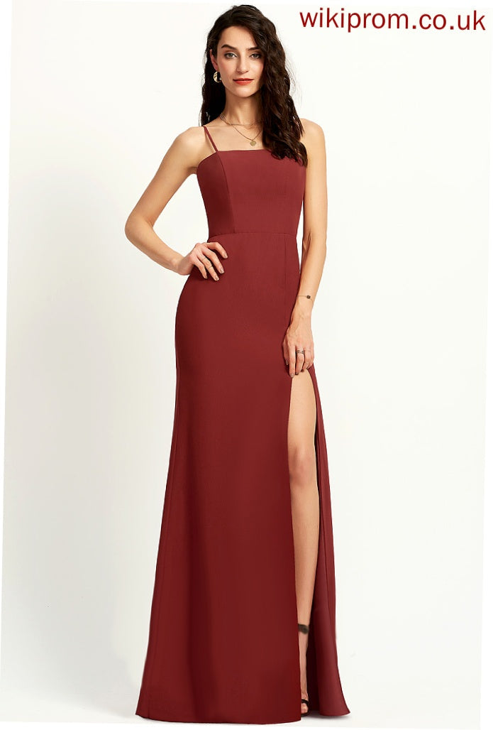 Chiffon Stephany Sheath/Column Floor-Length Square Prom Dresses