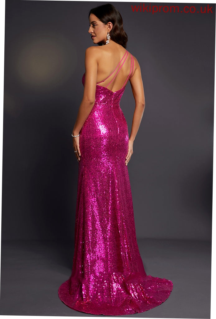 Train Hanna Sweep One-Shoulder Sequined Trumpet/Mermaid Prom Dresses