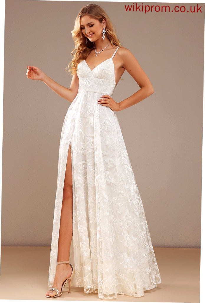 Damaris Dress Wedding Dresses With Wedding Floor-Length Split A-Line Front Lace V-neck