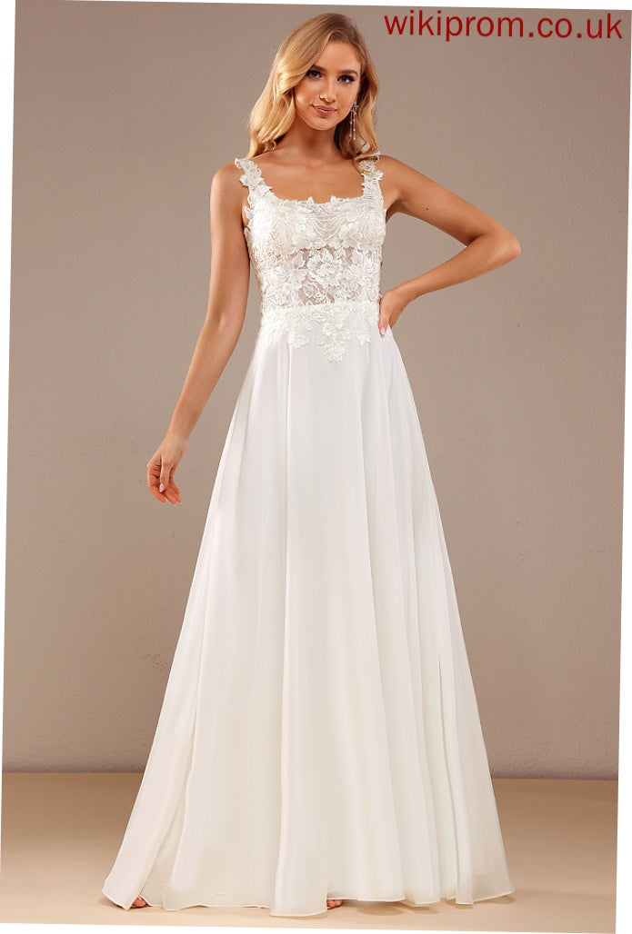 Dress Luciana Sequins With Wedding Dresses Square Wedding A-Line Floor-Length Chiffon Lace