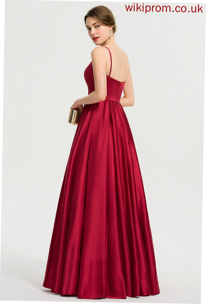 Length Neckline Floor-Length Silhouette A-Line Fabric Straps&Sleeves Satin Square Irene Bridesmaid Dresses