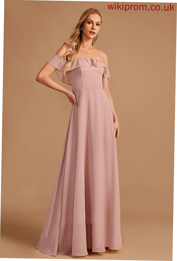 Off-the-Shoulder Fabric Floor-Length A-Line Embellishment Length Silhouette Neckline Ruffle Jaylyn Spaghetti Staps Floor Length Bridesmaid Dresses