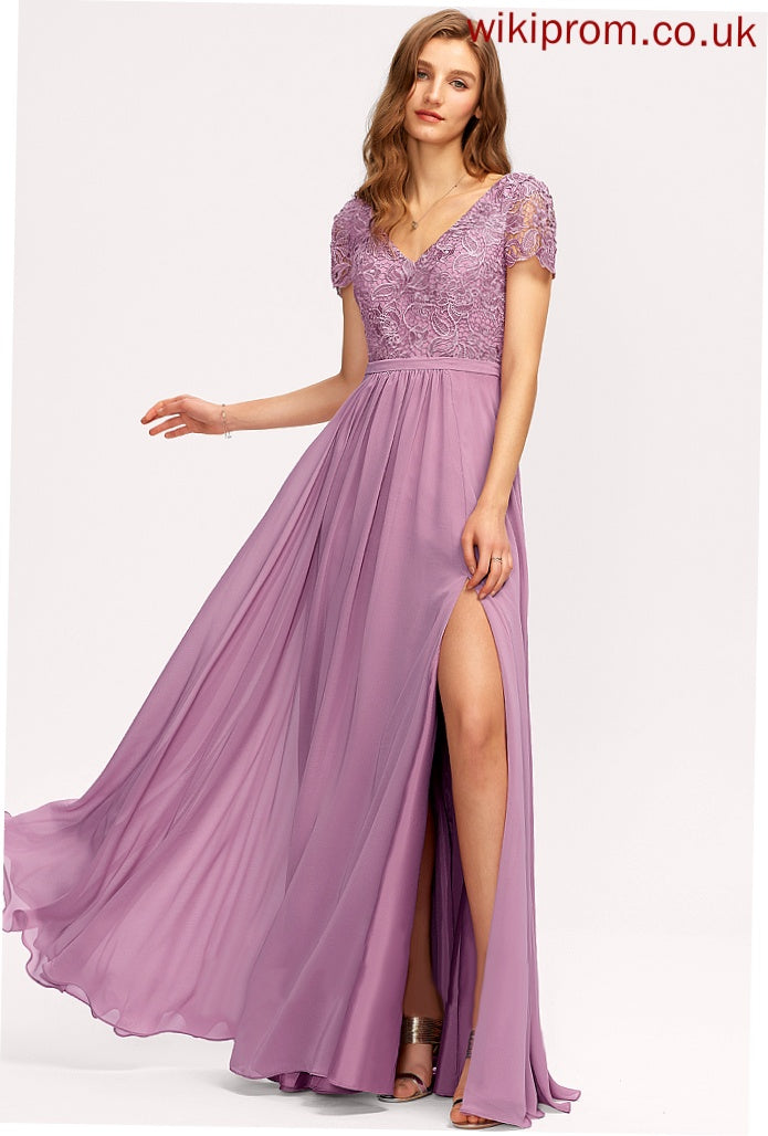 V-neck Embellishment Silhouette Floor-Length A-Line Neckline Length Fabric SplitFront Ursula Bridesmaid Dresses