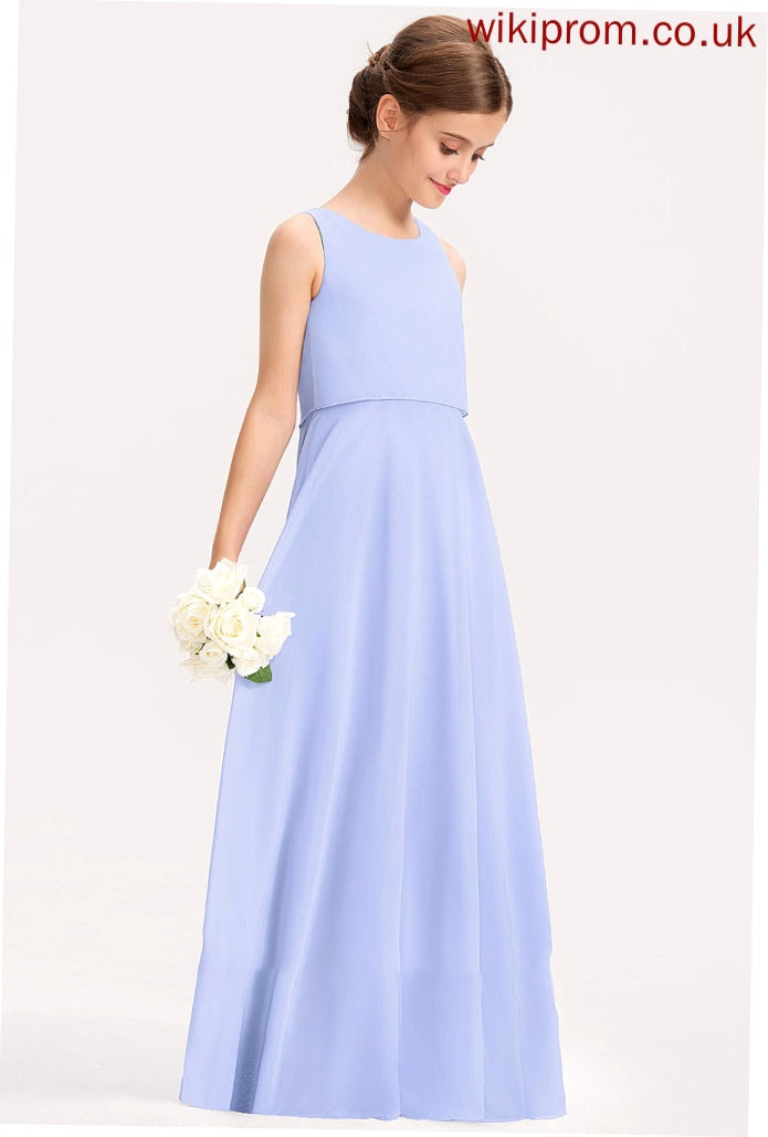 A-Line Annika Floor-Length Junior Bridesmaid Dresses Neck Scoop Chiffon