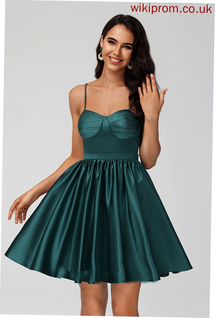 Satin With Short/Mini A-Line Ansley Dress Sweetheart Homecoming Dresses Homecoming Pockets