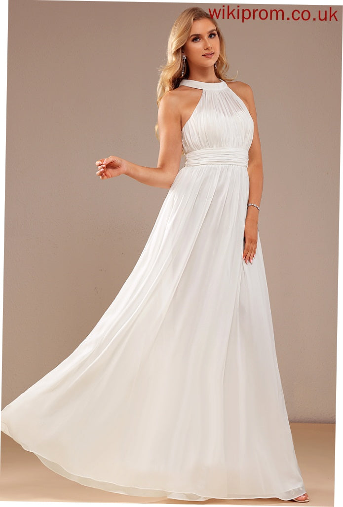 Wedding Ruffle High Pru Chiffon Neck Wedding Dresses Floor-Length Dress A-Line With