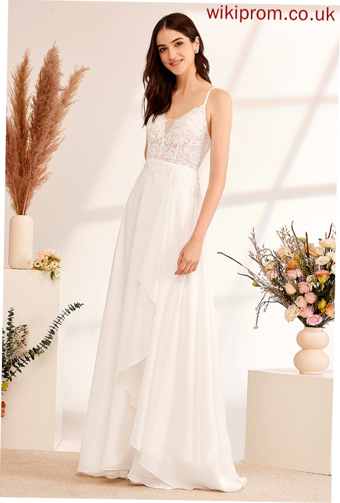 Lace A-Line V-neck Raegan Chiffon Wedding Dresses With Floor-Length Sequins Dress Wedding