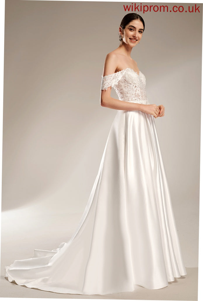 Karli Wedding Train Wedding Dresses Lace Ball-Gown/Princess Dress With Satin Sequins Chapel Sweetheart