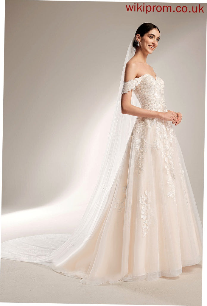 Abril Tulle Train Off-the-Shoulder Wedding Dresses Dress Chapel Ball-Gown/Princess Lace Wedding