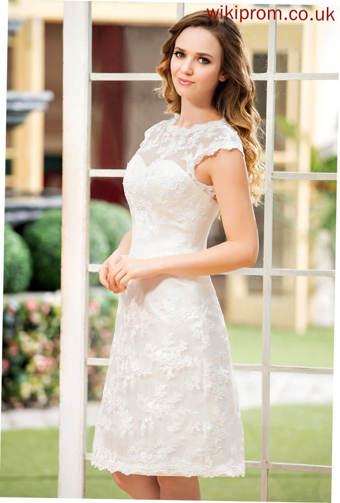 A-Line Lace Wedding Anahi Knee-Length Satin Wedding Dresses Dress