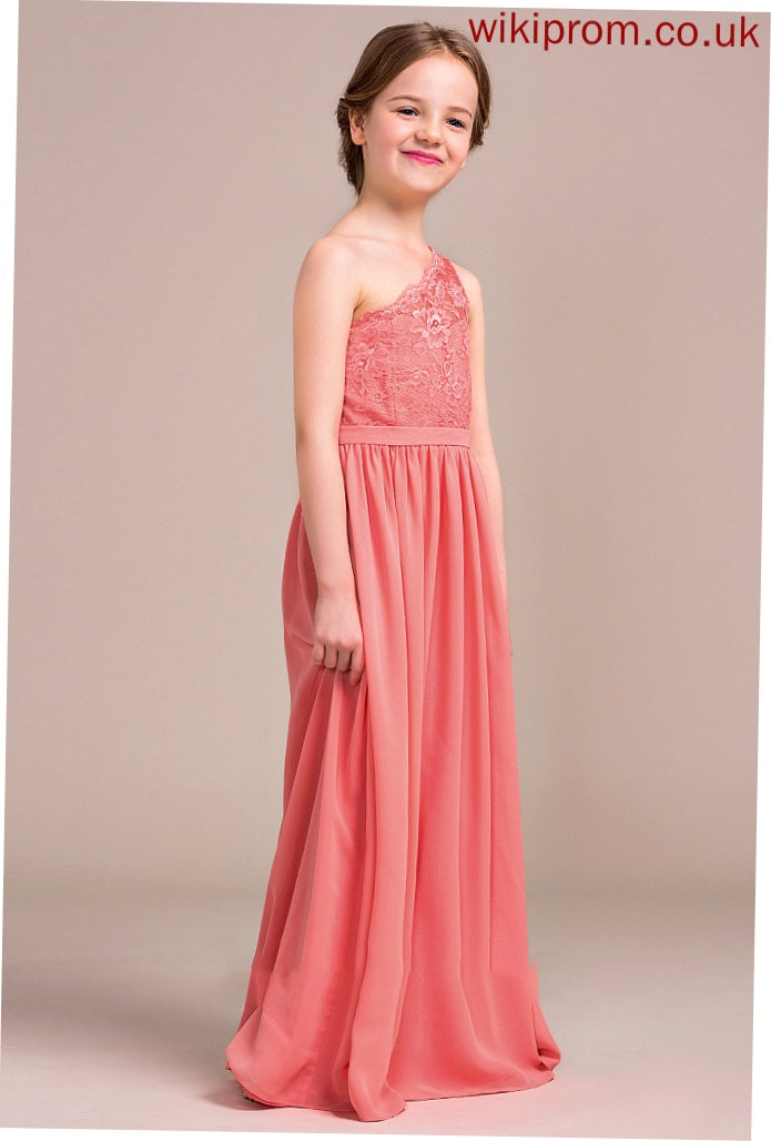 Beatrice Floor-Length Lace A-Line Junior Bridesmaid Dresses Chiffon One-Shoulder