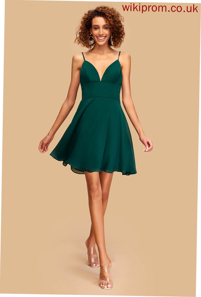 Homecoming Short/Mini A-Line Dress Chiffon Iliana V-neck Homecoming Dresses