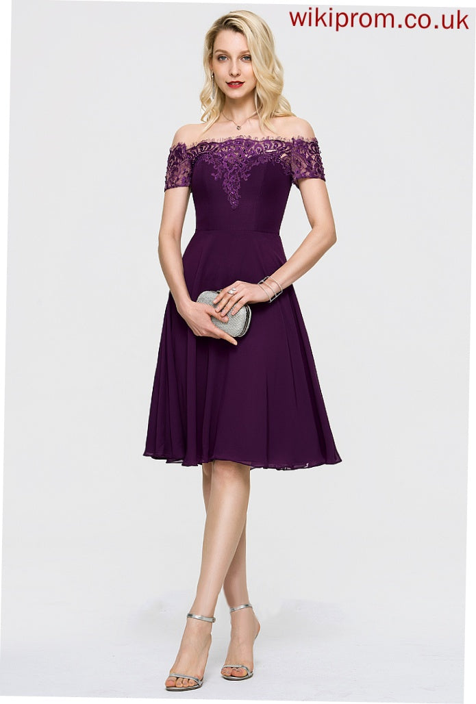 Homecoming Homecoming Dresses With A-Line Kaitlynn Dress Chiffon Lace Off-the-Shoulder Knee-Length Beading