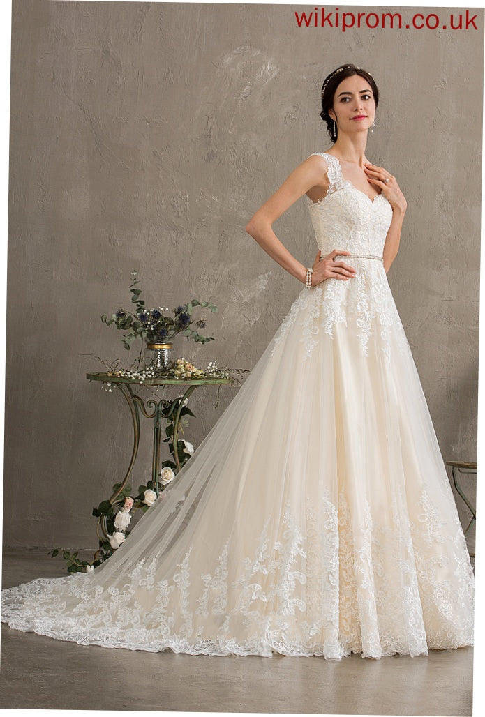 Train Court Beading Dress Sweetheart With Ball-Gown/Princess Tulle Nicola Lace Wedding Dresses Wedding Sequins